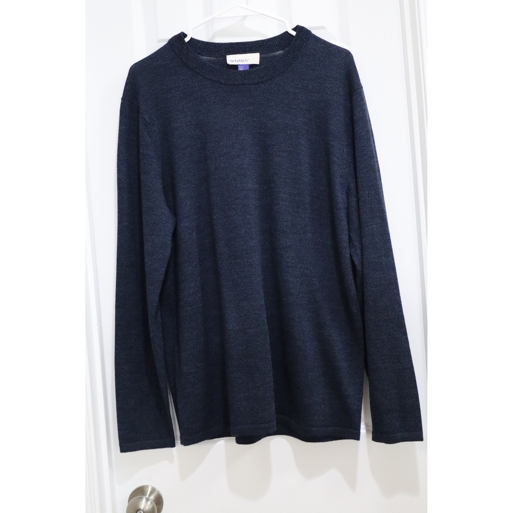 Artefact Mens Navy Blue 100% Merino Wool Crewneck Sweater Size Medium M/SH